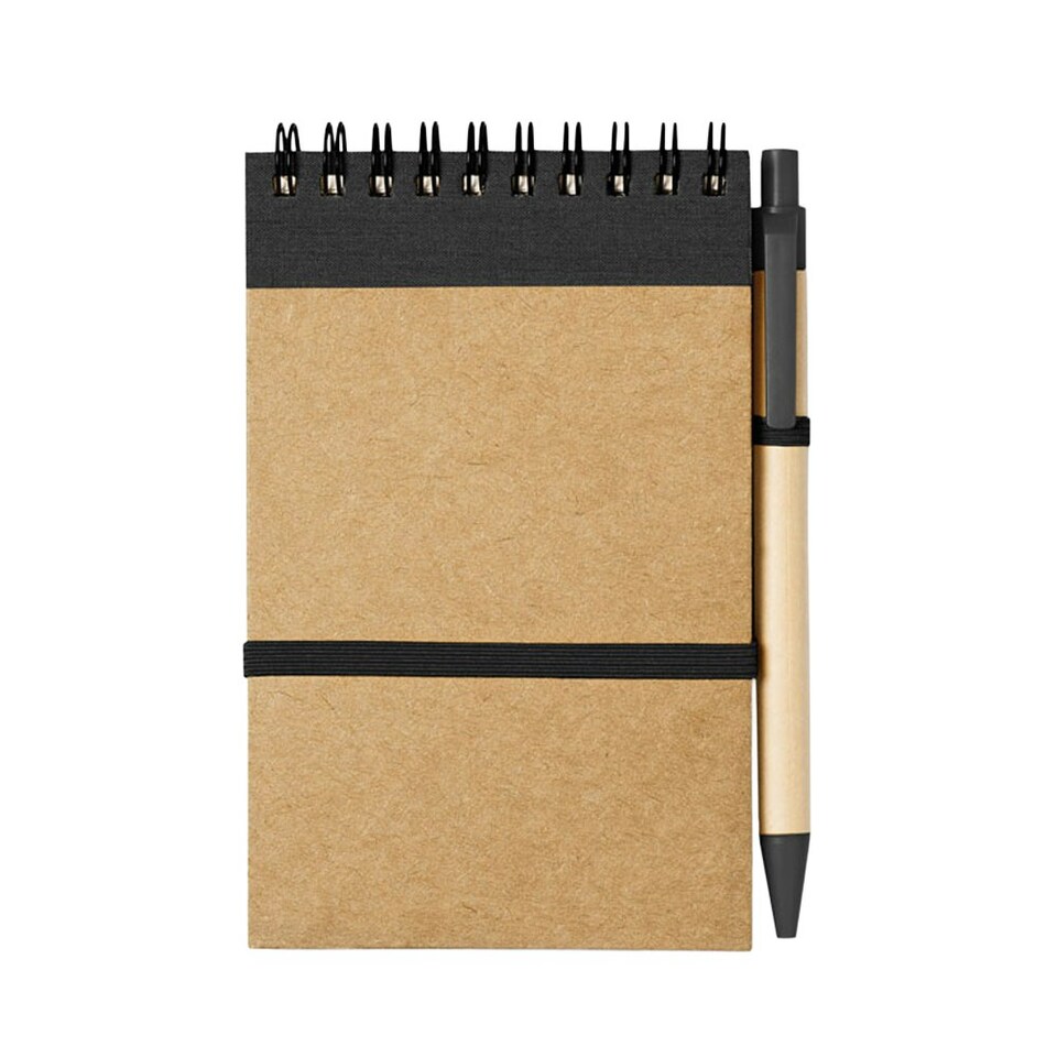 image 1 of MidOcean Sonora Recycled A6 Notepad And Pen - Black/Beige - One Size