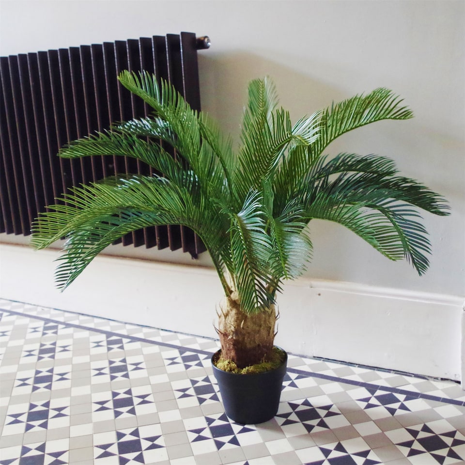 image 1 of Large Artificial Palm Tree 80cm Cycas Realistic Plant Leaf Design UK Botanik | Green | 2ft