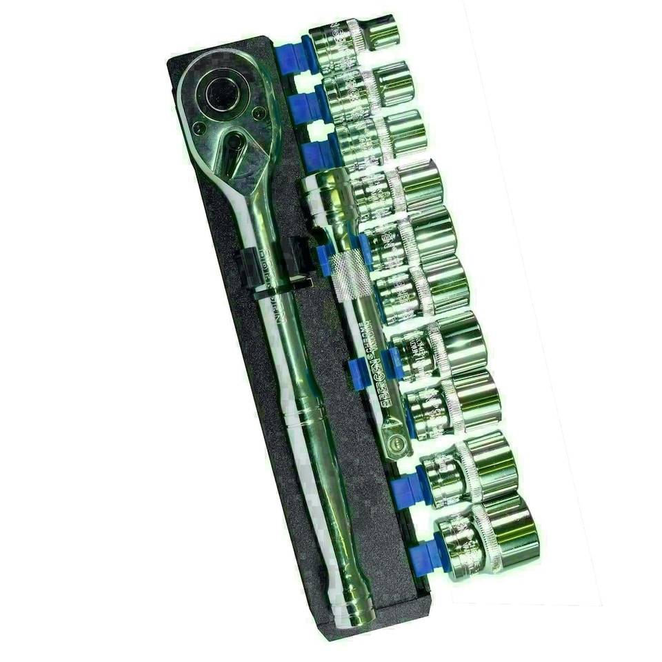 image 1 of 1/2" Drive Metric Shallow An Accessory Kit Set 10mm - 24mm 12pc By Bergen