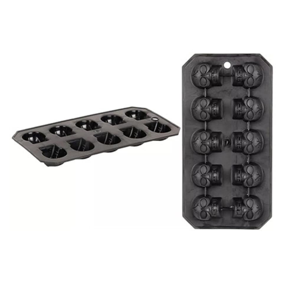 Black Halloween Skull Plastic Ice Cube Tray