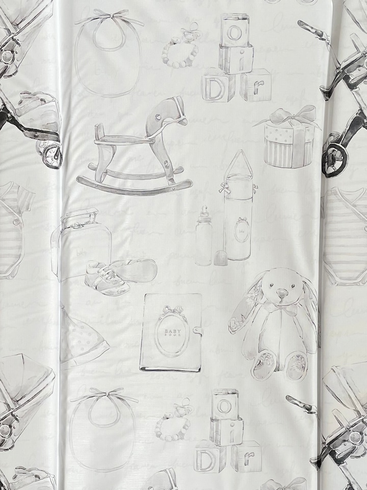 image 1 of Babybase Padded Changing Mat 74 x 46cm Vintage Baby Grey | White