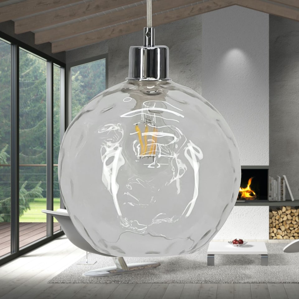image 1 of Set of 2 Barnum - Clear Dimpled Glass Easy Fit Pendant Shades | Clear | Medium | 2