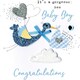 image 1 of Blue Stork New Baby Boy Congratulations Card