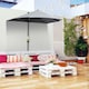 image 2 of Outsunny 2m Half Garden Parasol Market Umbrella w/ Crank Handle, Base Dark Grey