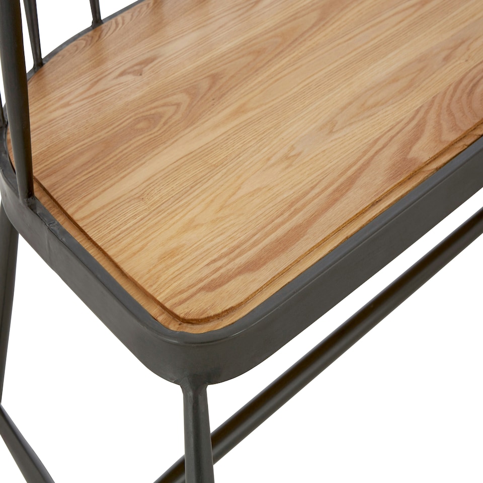 image 1 of Interiors By Premier Stylish Ash Wood And Metal Bench Chair, Industrial Dining Bench Chair, Versatile Livingroom Bench Chair Black