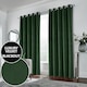 image 1 of Luxury Enhanced Living Green Velvet, Supersoft, 100% Blackout, Thermal Pair of Curtains with Eyelet Top - 90 x 72 inch (229x183cm)
