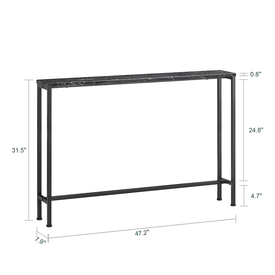 image 1 of SoBuy Slim Console Table, Black Marble Effect Top, Metal Frame, 47.2x7.9x31.5 in, 6.15 kg - FSB19-XL-SCH