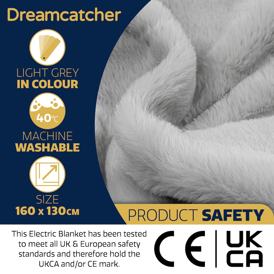 image 1 of Dreamcatcher Faux Fur Electric Heated Throw Blanket 160x130cm Light Grey | Grey | Grey | One Size | 1