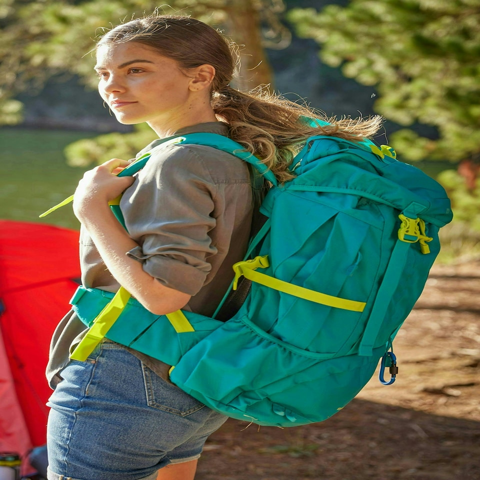 image 1 of Mountain Warehouse Venture Rucksack Ripstop Zipped Security Pockets Hiking Bag Green
