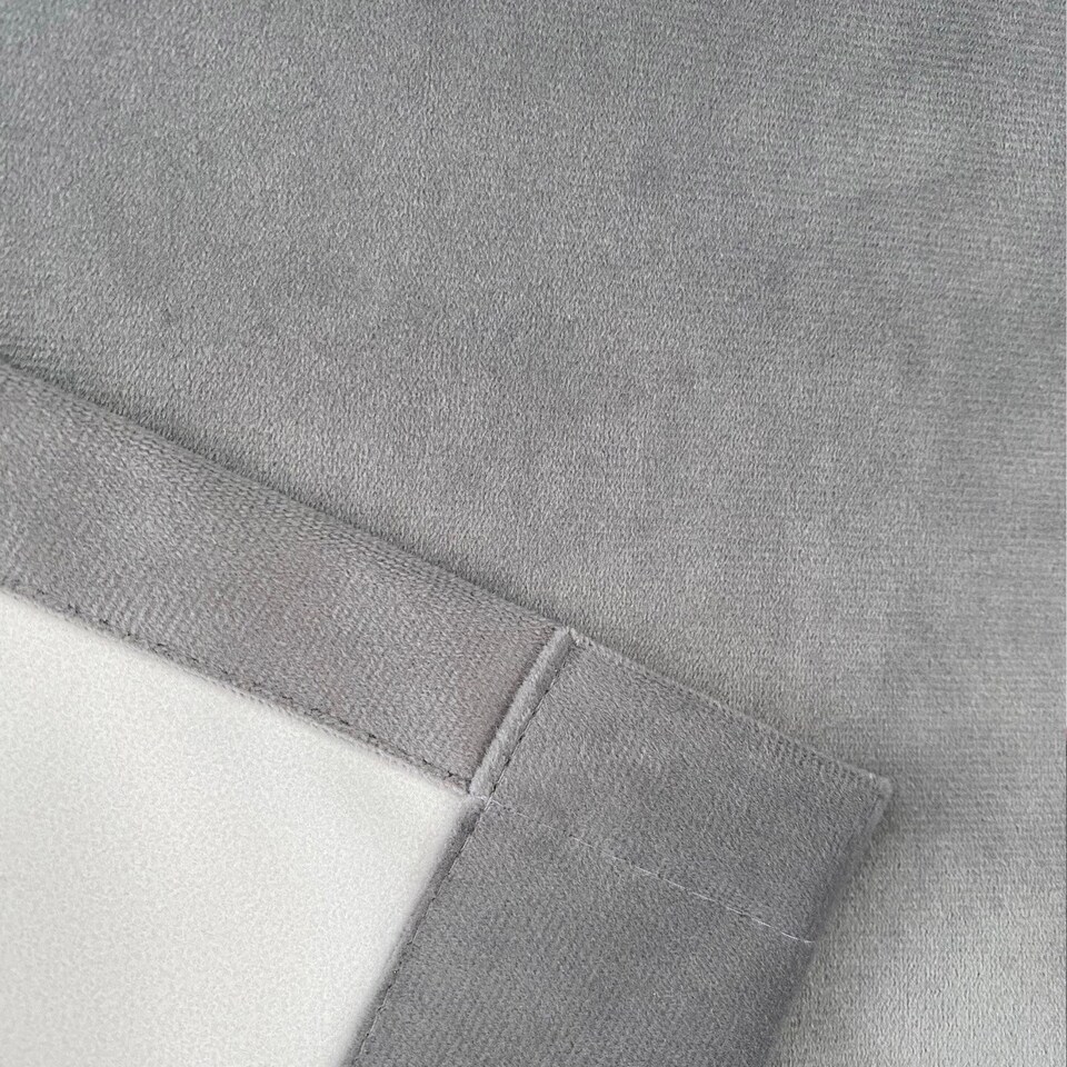 image 1 of Luxury Enhanced Living Grey Velvet, Supersoft, 100% Blackout, Thermal Pair of Curtains with Eyelet Top - 90 x 108 inch (229x274cm)