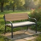 image 4 of Wide Striped Garden Bench Seat Pad Beige