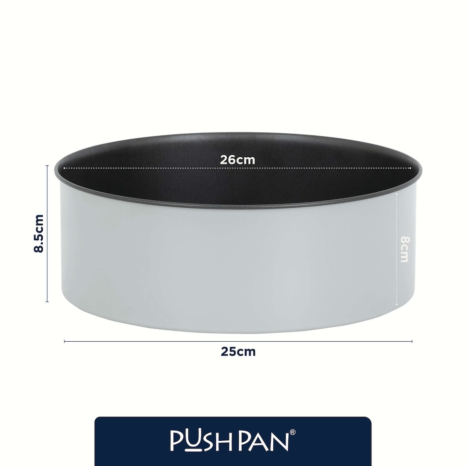 image 1 of PushPan Set of 2 x 10 Inch Deep Cake Tins Grey/Pewter