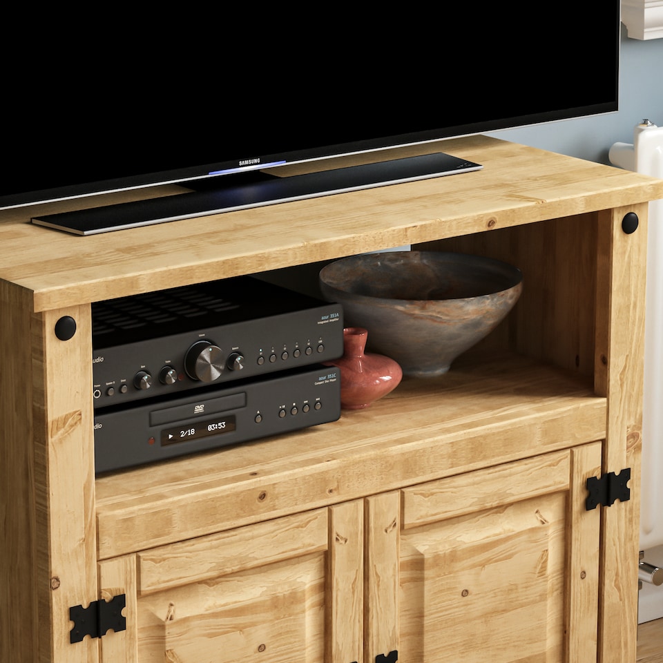 image 1 of Vida Designs Corona Straight TV Unit Stand, Solid Pine Wood