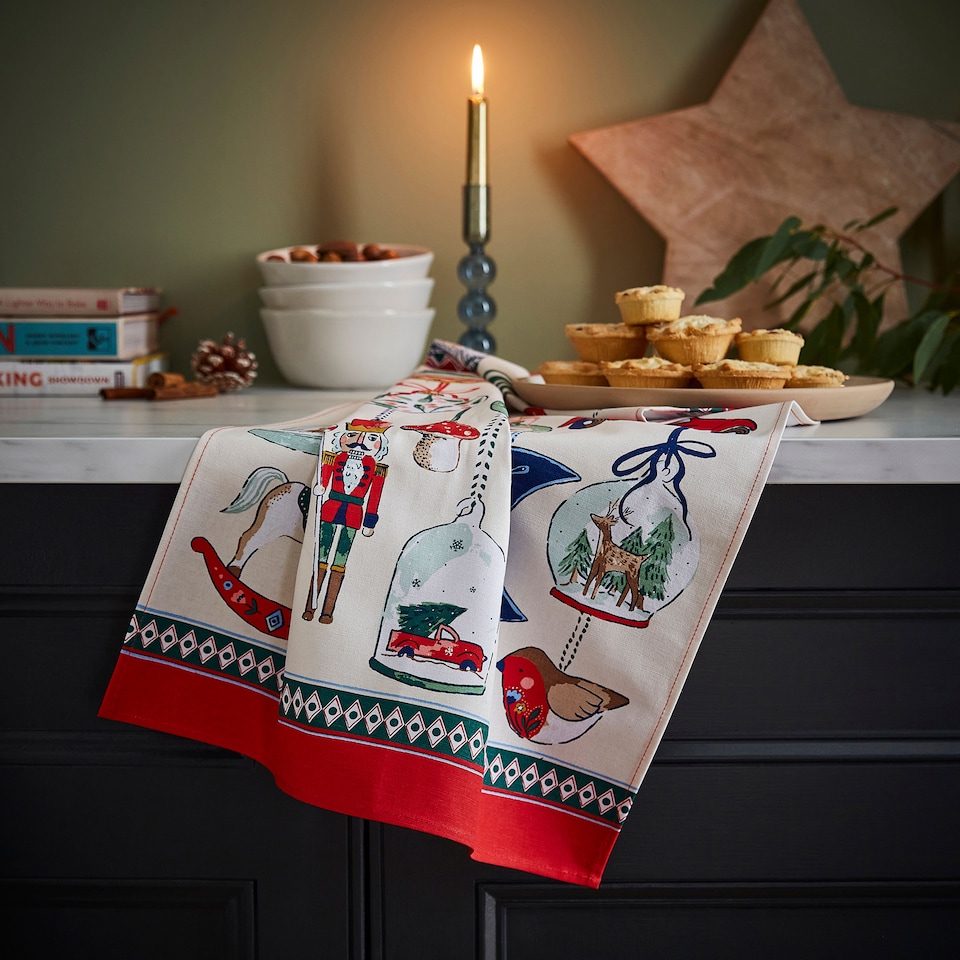 image 1 of Ulster Weavers Christmas Ornaments Tea Towel - Cotton Multi