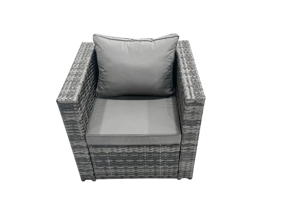 image 1 of Fimous Rattan Garden Furniture Dining Set 9-seater Patio Coffee Table Sofa Set with 2 Side Tables 2 Small Stools Dark Grey Mixed