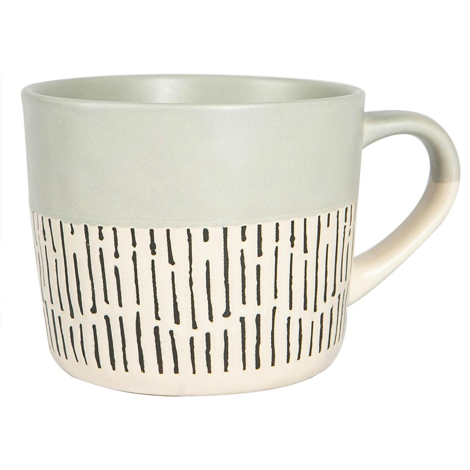 image 1 of Nicola Spring Ceramic Dipped Dash Coffee Mugs - 475ml - Grey - Pack of 6 Grey