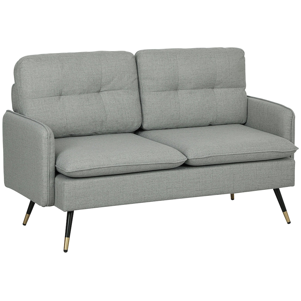 image 1 of HOMCOM Modern Upholstered Two Seater Sofa for Bedroom Living Room Grey