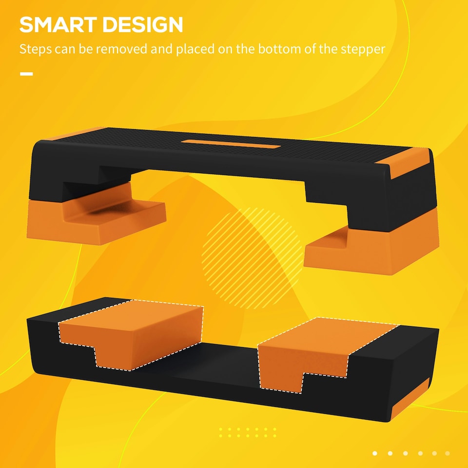 image 1 of SPORTNOW 15cm/20cm/25cm Aerobic Step Platform for Home, Office - Orange