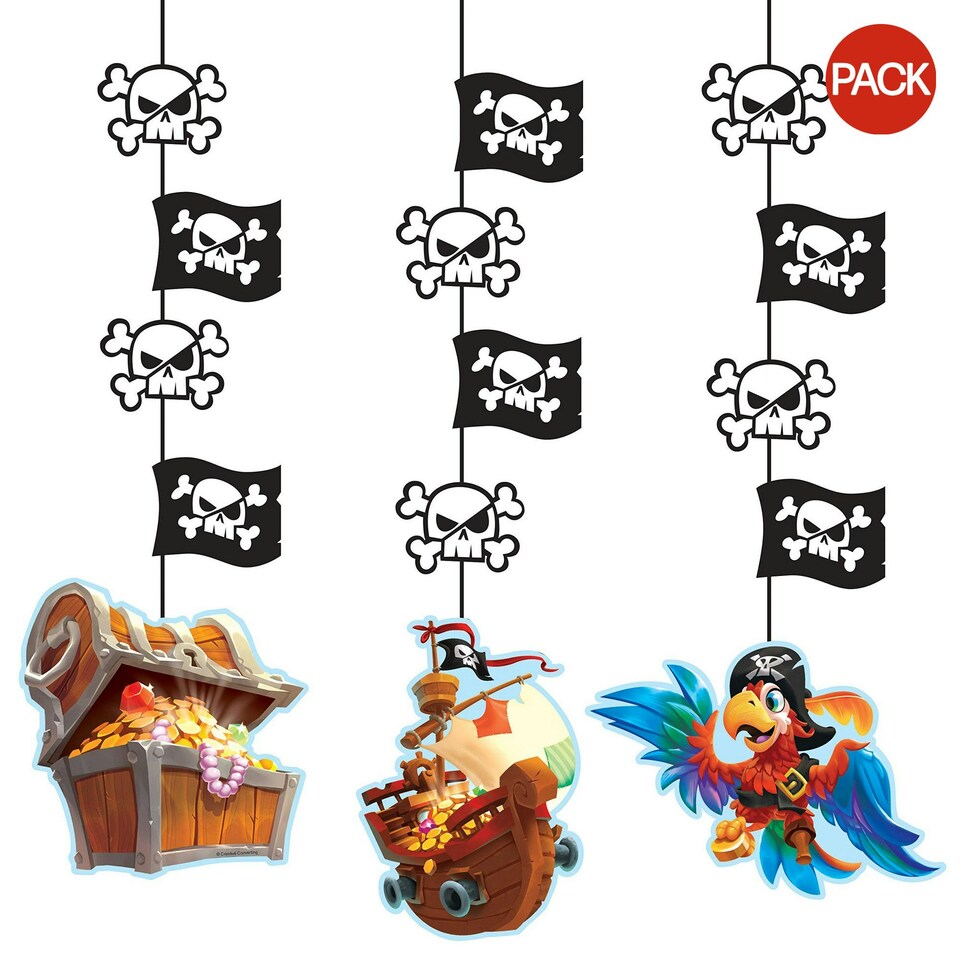 Creative Party Pirate Treasure Hanging Decoration (Pack of 3) - Multicoloured - One Size