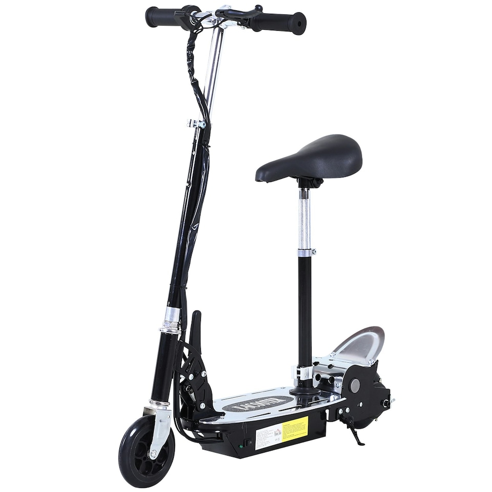 image 1 of HOMCOM Foldable Powered Scooter with Adjustable Seat and Brake, Black