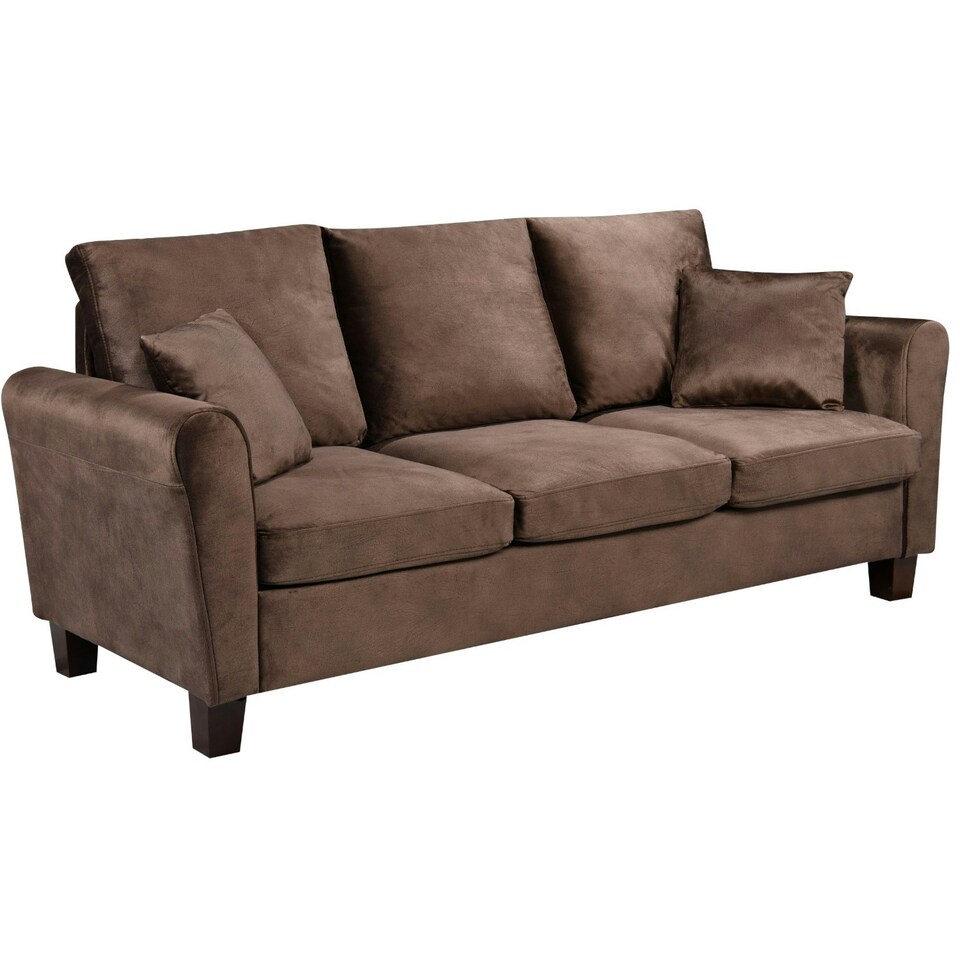image 1 of Plush Velvet 3 Seat Sofa in Brown