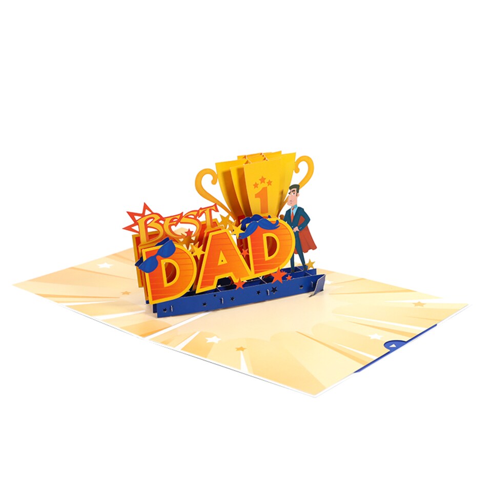 image 1 of Best Dad Trophy 3D Pop Up Father's Day Card