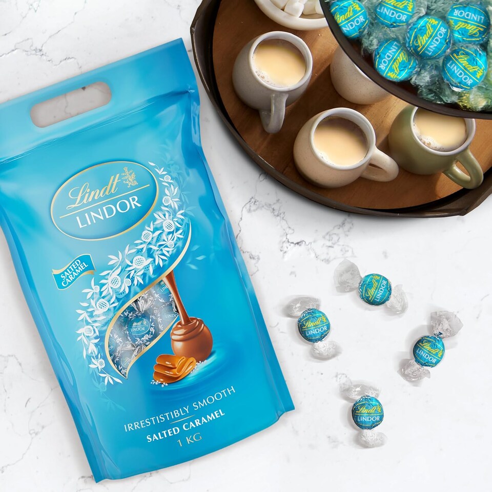 image 1 of Lindt Lindor Salted Caramel Chocolate Truffles – 1kg Bag (Approx. 80 Balls) – Smooth Filling – Christmas, Gift, Birthday, Congratulations, Sharing Treat