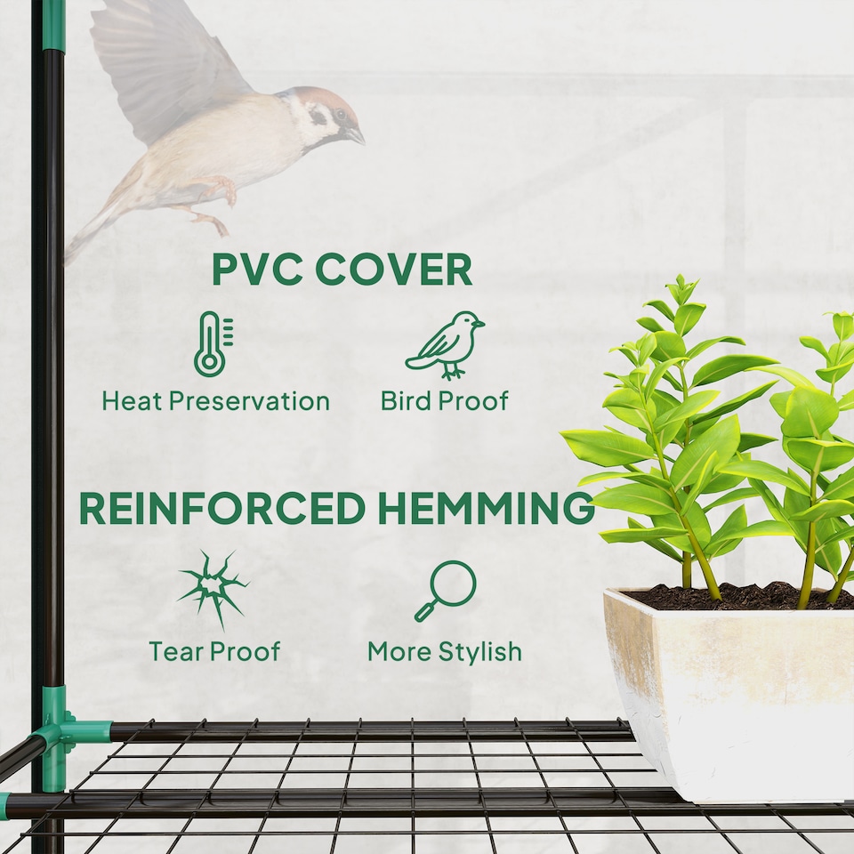 image 1 of Outsunny Mini Greenhouse Outdoor Flower Stand PVC Cover Portable