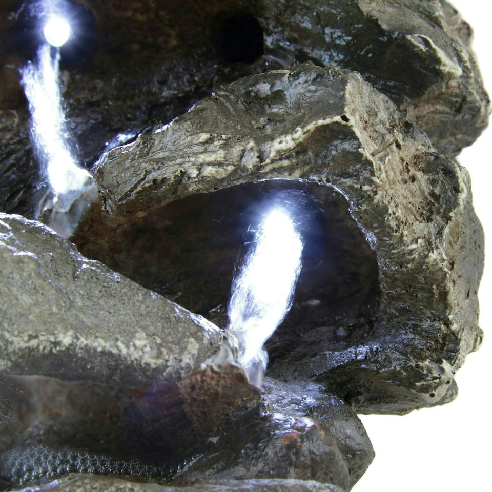 image 1 of Primrose Hayal 3-Tier Cascading Tabletop Water Feature with RGB Lights 28cm