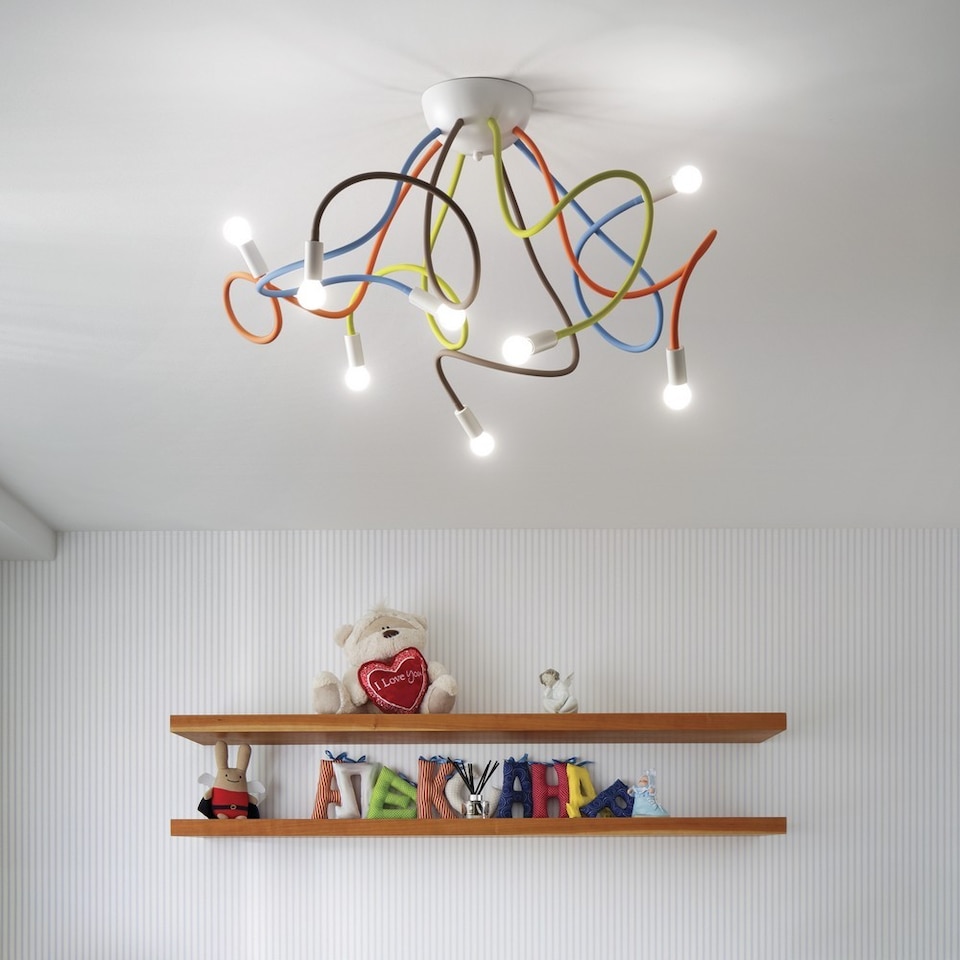 image 1 of Multiflex 8 Light Multi Arm Ceiling Light Multicolor