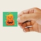 image 2 of Pumpkin Green Halloween Square Stickers 60mm - Sheet of 12
