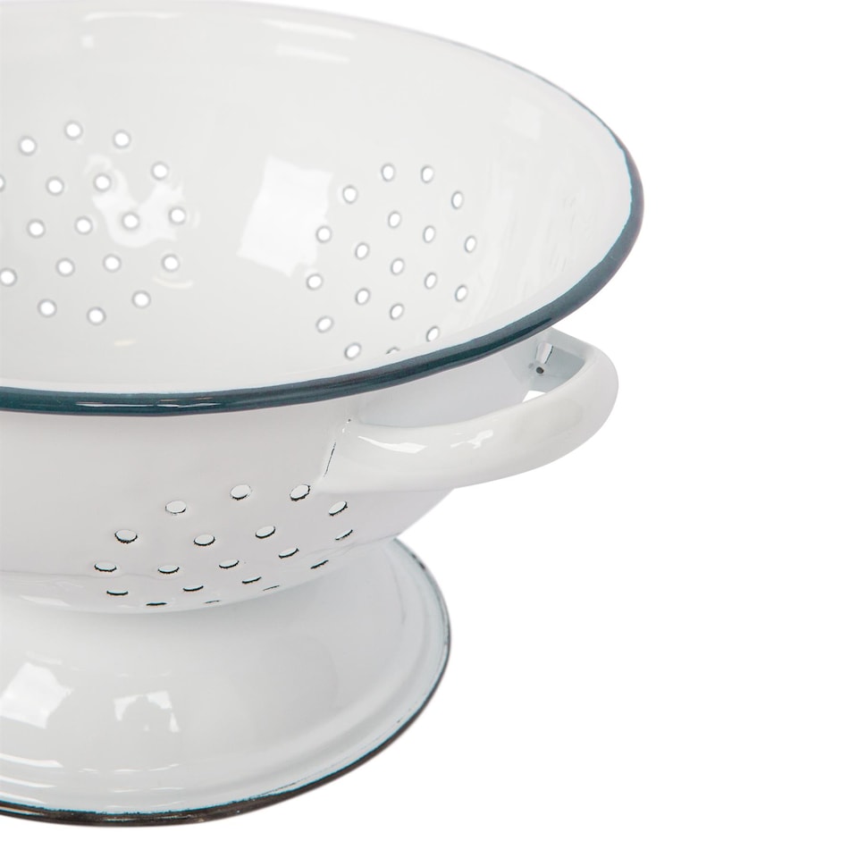 image 1 of Argon Tableware White Enamel Colander - 23.5cm - Green
