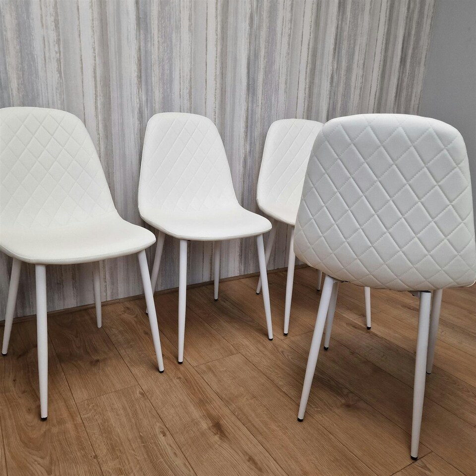 image 1 of Dining Chairs Set of 4 White Leather Kitchen Chairs White