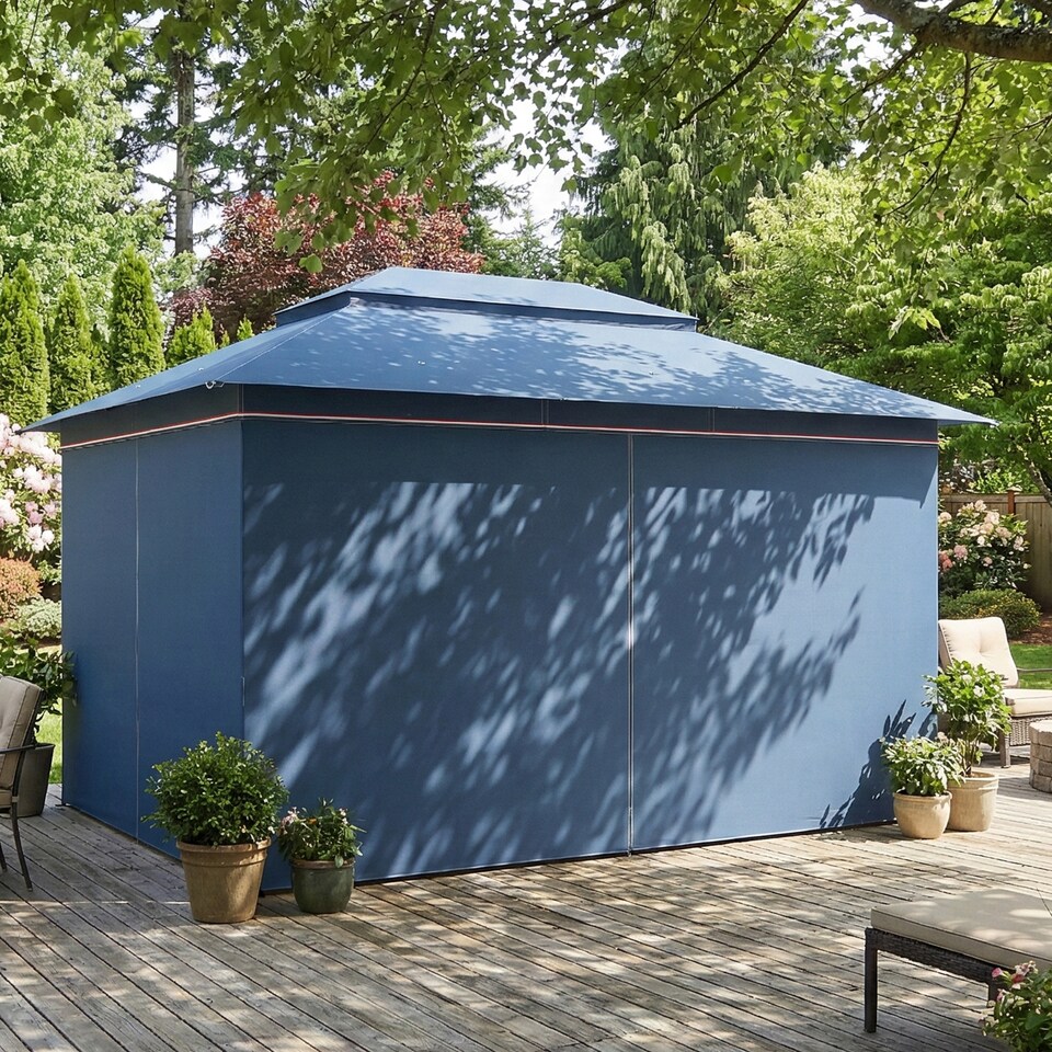 image 1 of Outsunny 3 x 4 m Outdoor Garden Gazebo with UPF50+ Double Roof, Dark Blue