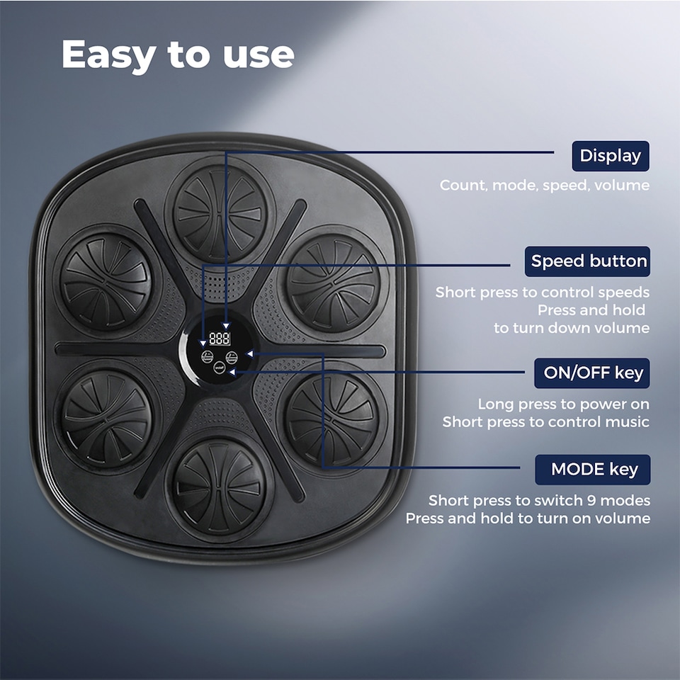 image 1 of Centra Boxing Music Machine Bluetooth Electronic 9 Punching Mode Training Pad