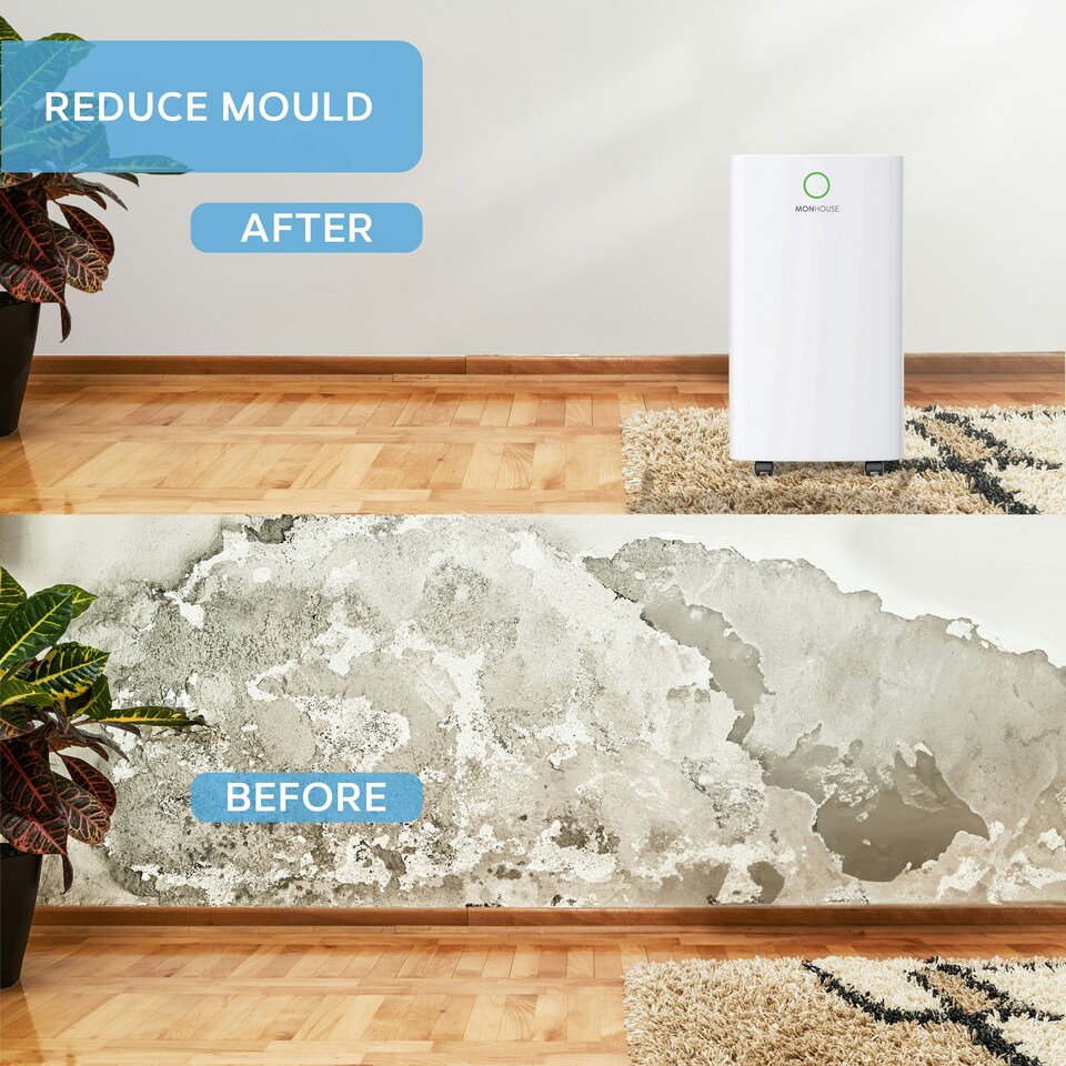 image 1 of MONHOUSE 20L/Day Digital Dehumidifier - Large 4L Tank - Sleep Mode, 24 HR Timer For Office, Home, Bedroom & Kitchen - Portable Electric Mould, Damp, Remover