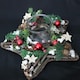 image 1 of Star Shape Wooden Candle Holder Tabletop Centrepiece Christmas Decorated with Red/Silver Baubles, Berries and Cones