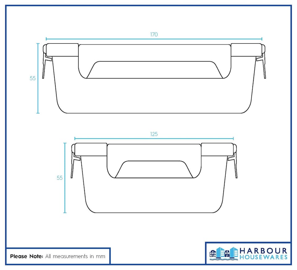 image 1 of Harbour Housewares Glass Food Storage Container with Lid - 640ml