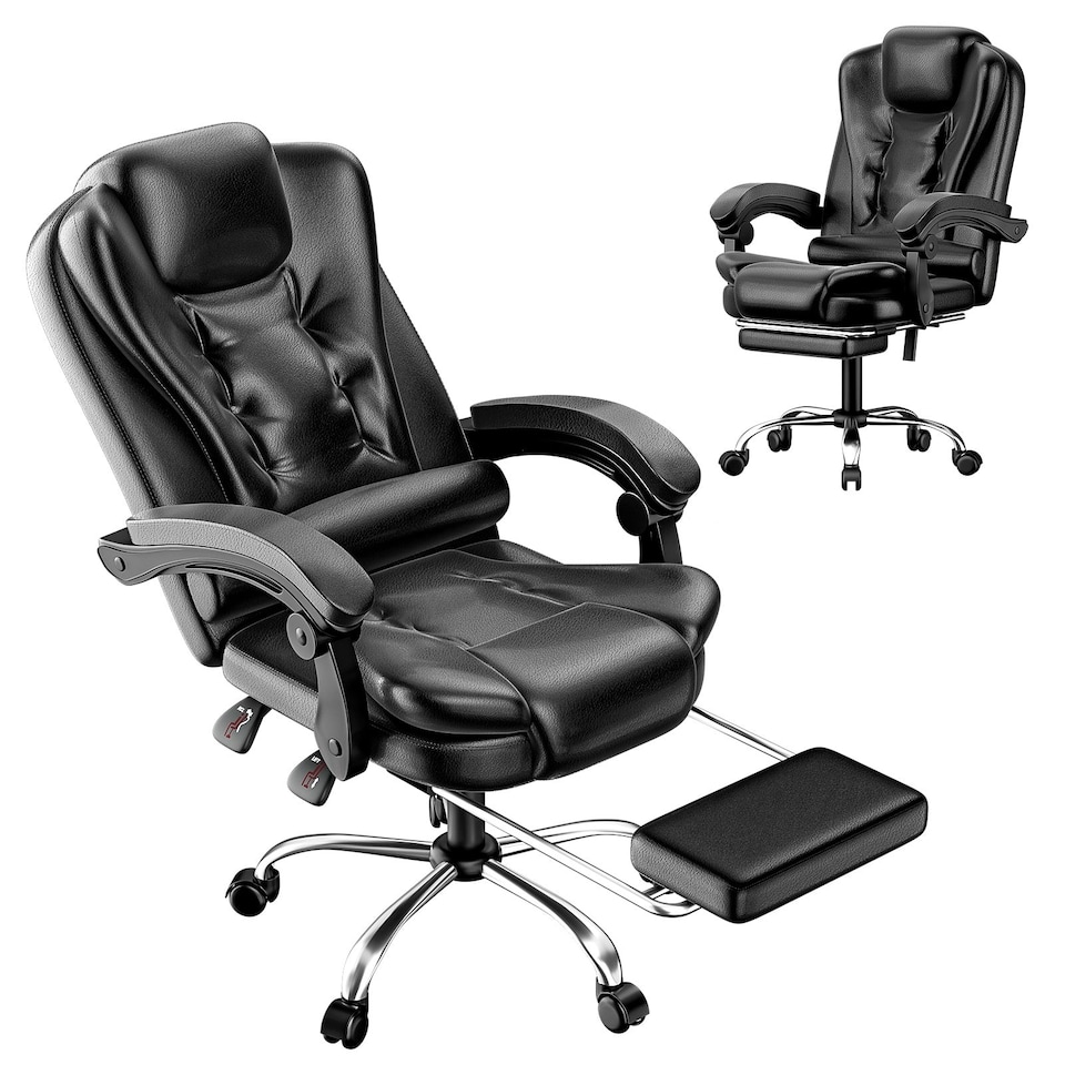 image 1 of Rattantree Executive High Back Office Chair Ergonomic PU Leather Recliner