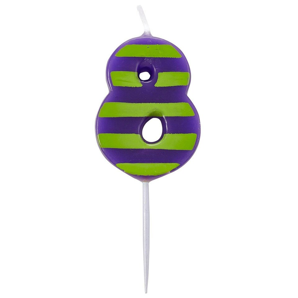 Amscan Number Candle - 8 - Purple/Green - 7.6cm