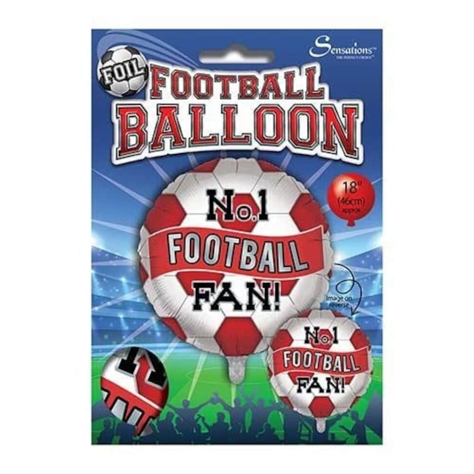 image 1 of Red & White No. 1 Football Fan Round Foil Helium Balloon 46cm / 18 in | Red