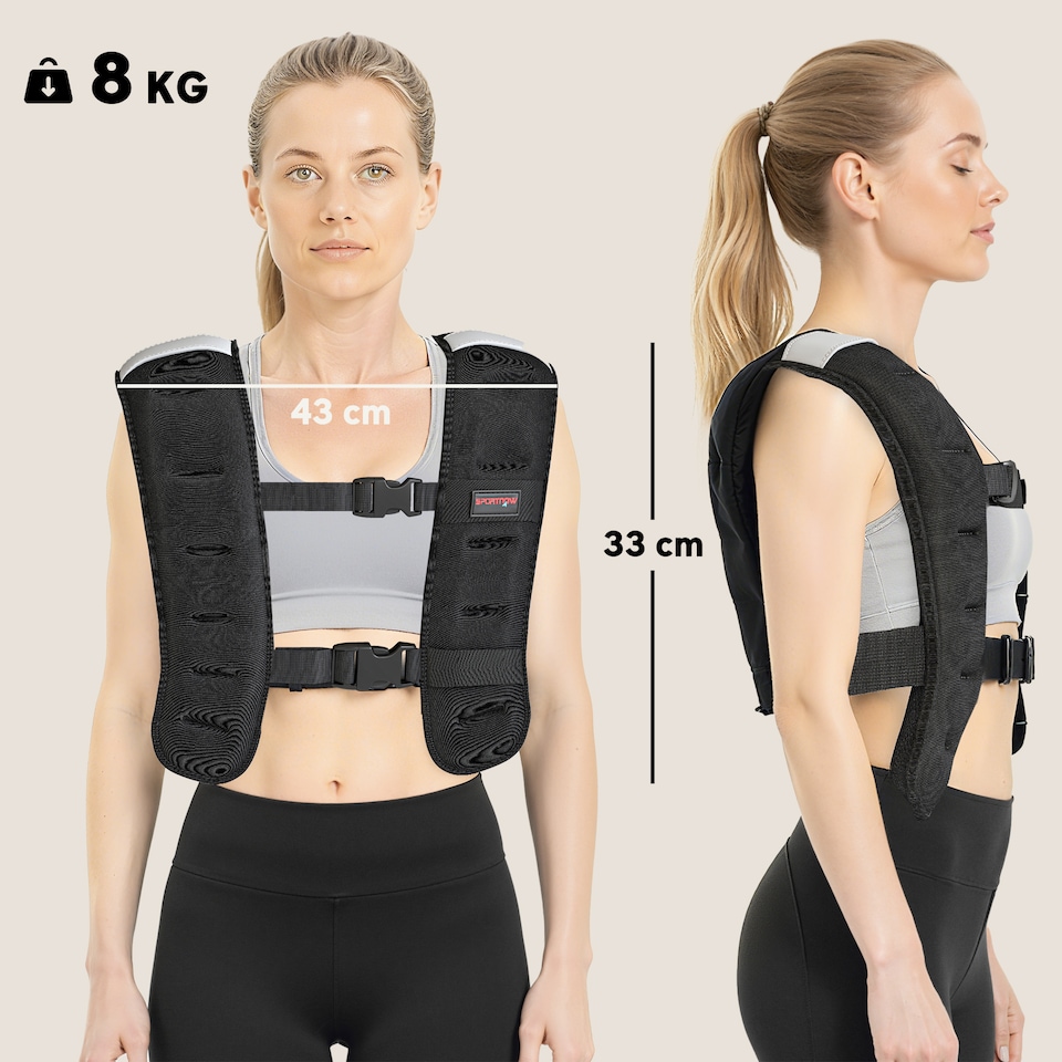 image 1 of SPORTNOW 8kg Weighted Vest with Adjustable Straps and Reflective Strips | Black