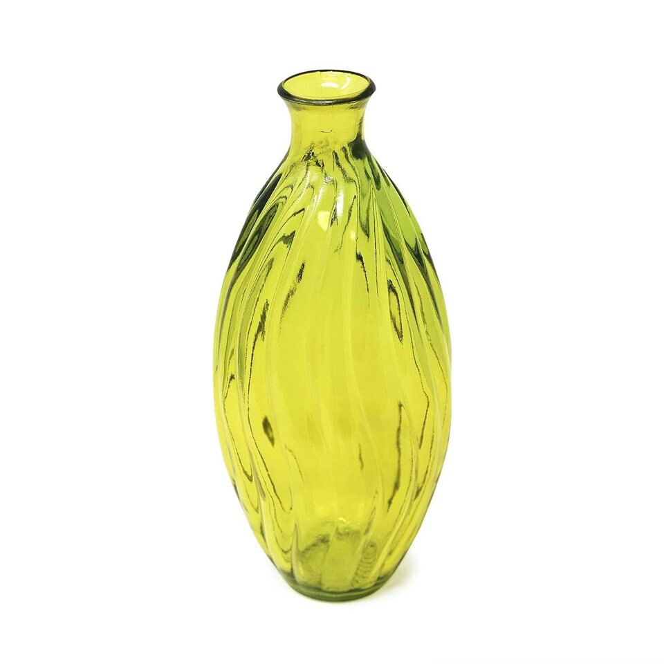 image 1 of Verano Spanish Ceramics Recycled Glass Ola Medium Tall Vase - 31cm Yellow Yellow
