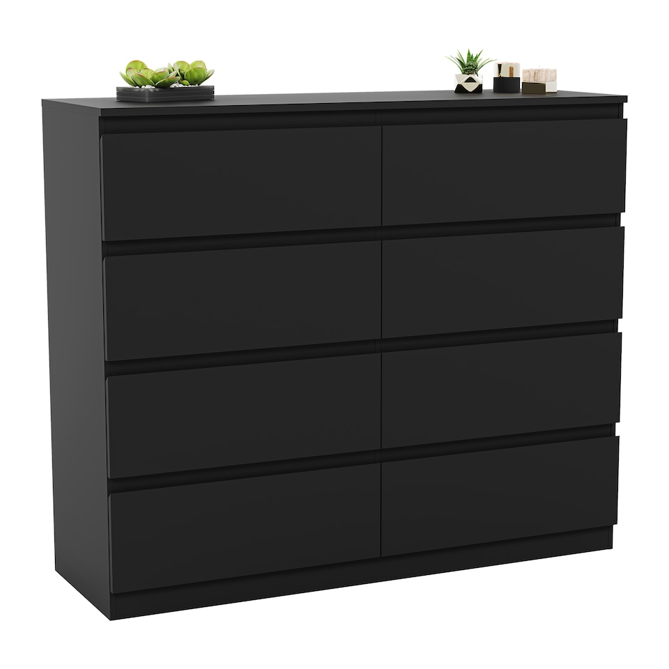 image 1 of Vida Designs Denver 8 Drawer Chest of Drawers Bedroom Storage, Black