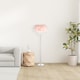 image 5 of Modern Chandelier Style Pink Feather Floor Lamp with Waterfall Acrylic Droplets | Pink