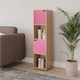 image 3 of 4 -Cube Tall Shelving Unit With Wooden Doors | Brown | Oak & Pink | 1