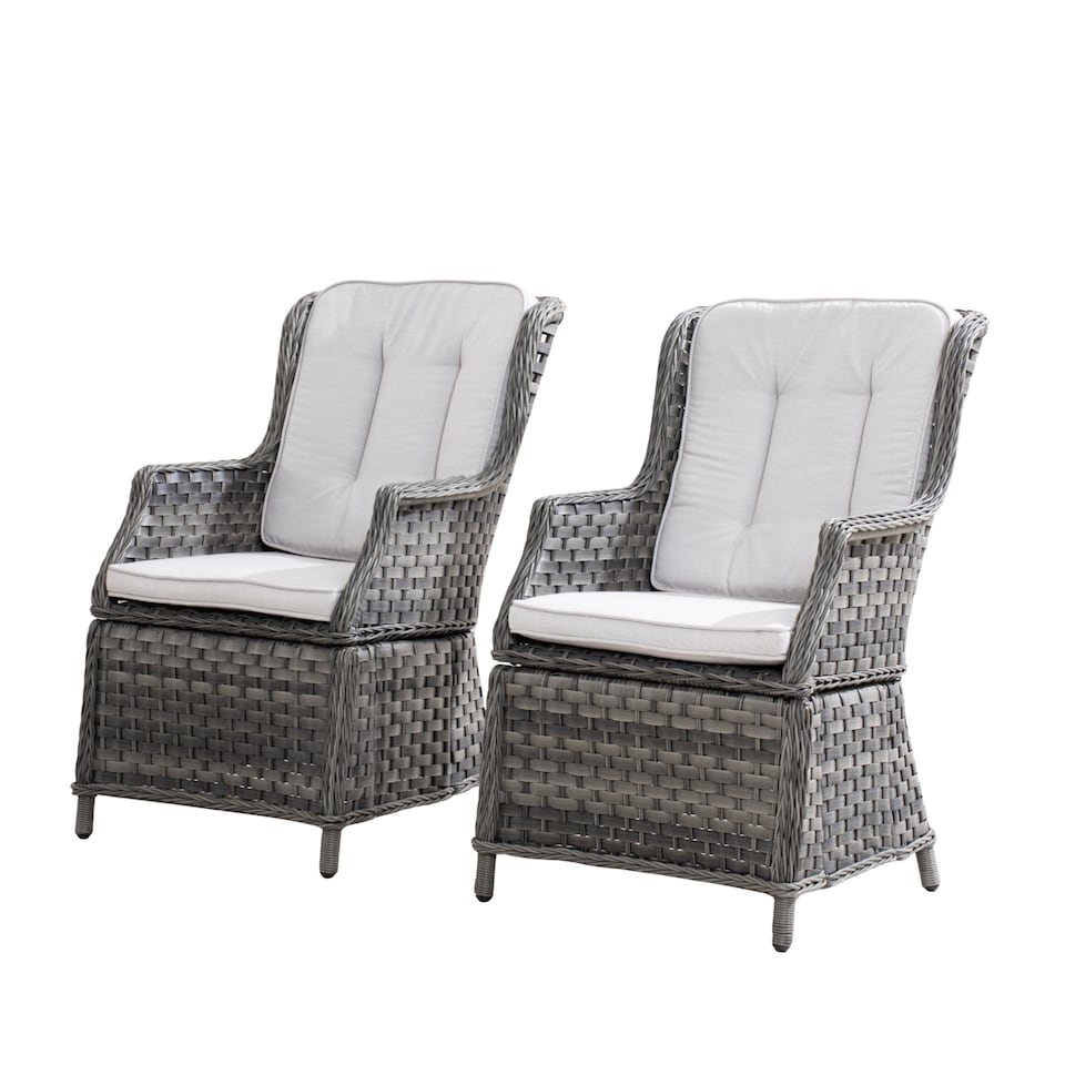 image 1 of Direct Wicker 2-Piece Garden Detachable Aluminium Rattan Chairs, Grey | Grey