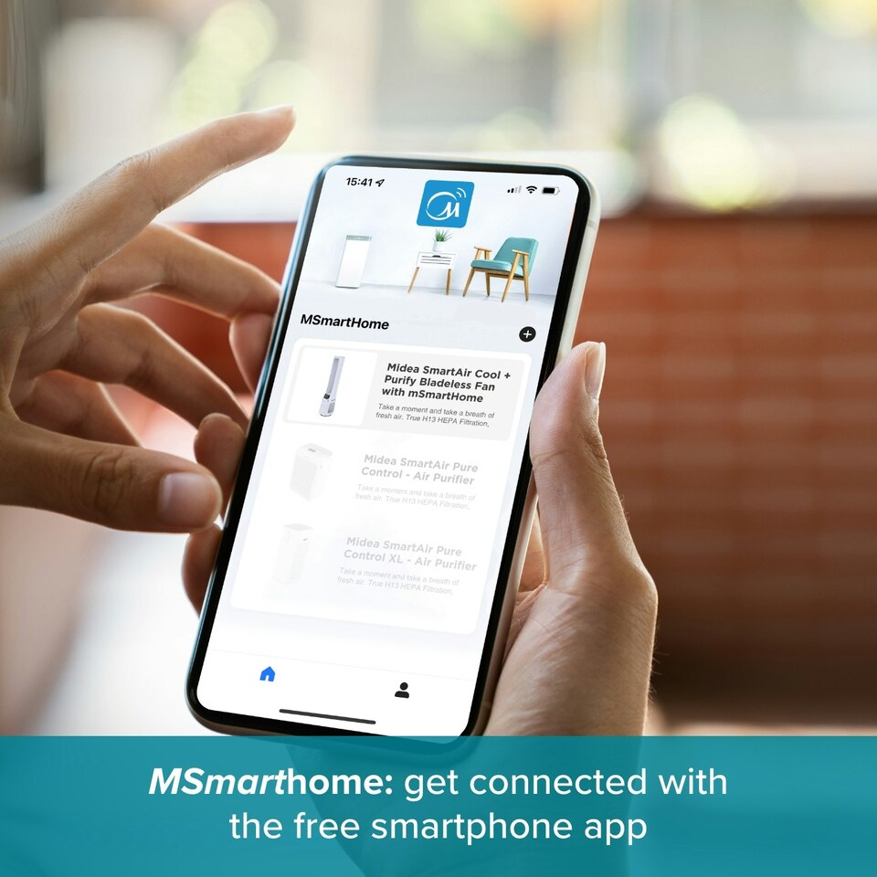 image 1 of Midea SmartAir Cool + Purify Bladeless Fan with Free MSmartHome App - 36"