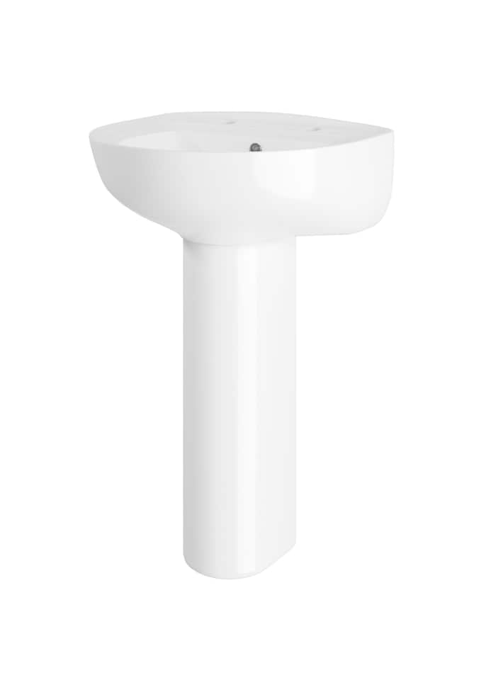 image 1 of Balterley Sleek Modern Round Bathroom 2 Tap Hole Basin & Pedestal - 2 Tap Holes - 237BIABPED