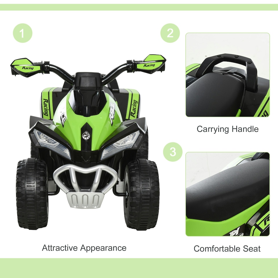 image 1 of HOMCOM No Power Quad Toddler Ride on Car Foot-to-Floor Sliding Green